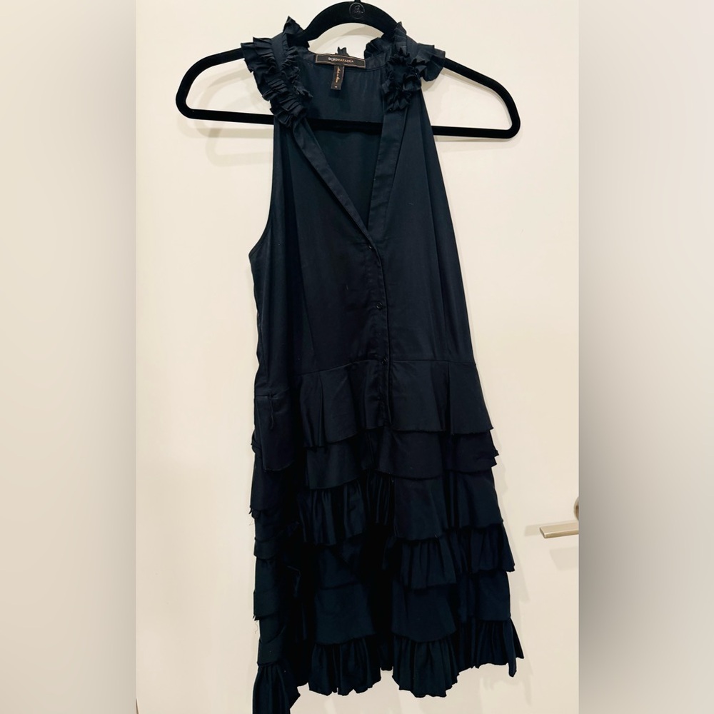 BCBG MAXAZRIA Black Ruffle Detail Dress/Tunic Sz 10.